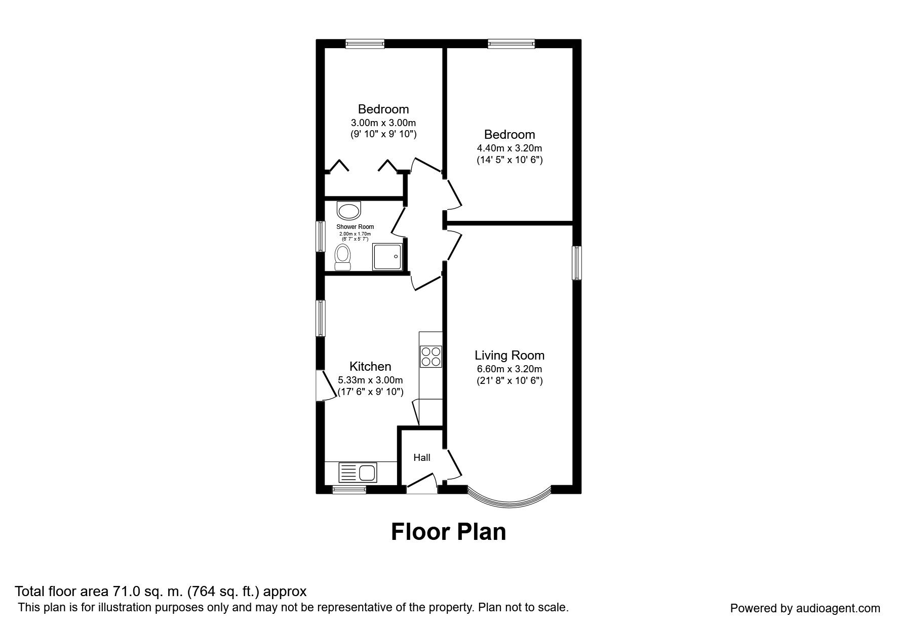 Floorplan of 2 bedroom Detached Bungalow to rent, Greenshaw Drive, Haxby, York, YO32