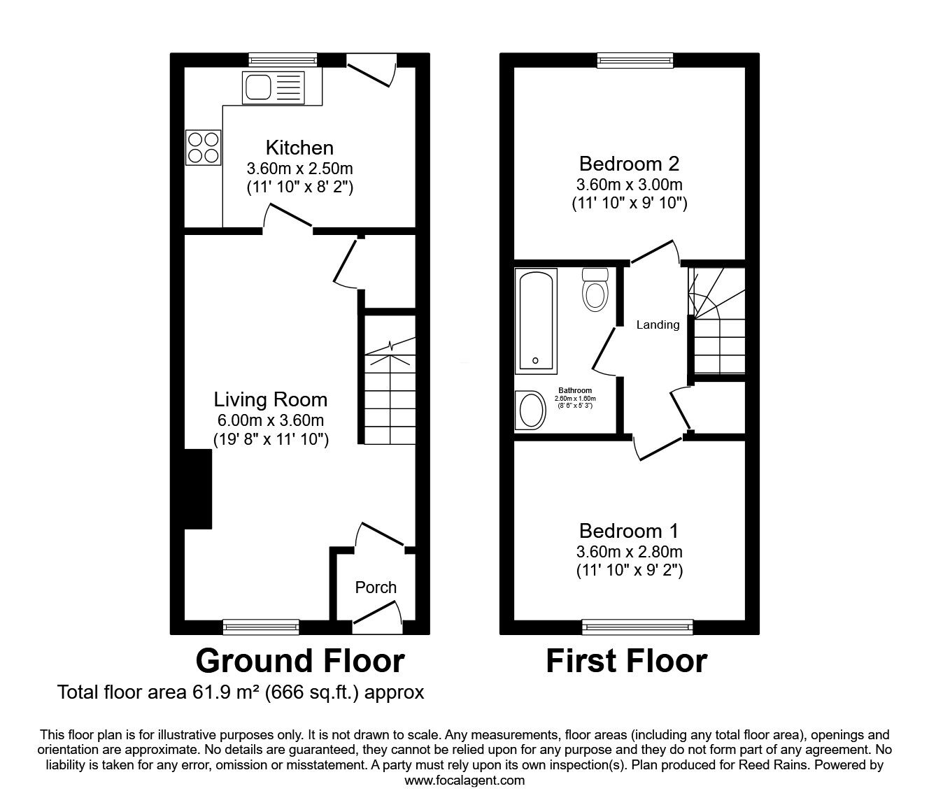 Floorplan of 2 bedroom Mid Terrace House for sale, Woodland Place, New Earswick, North Yorkshire, YO32