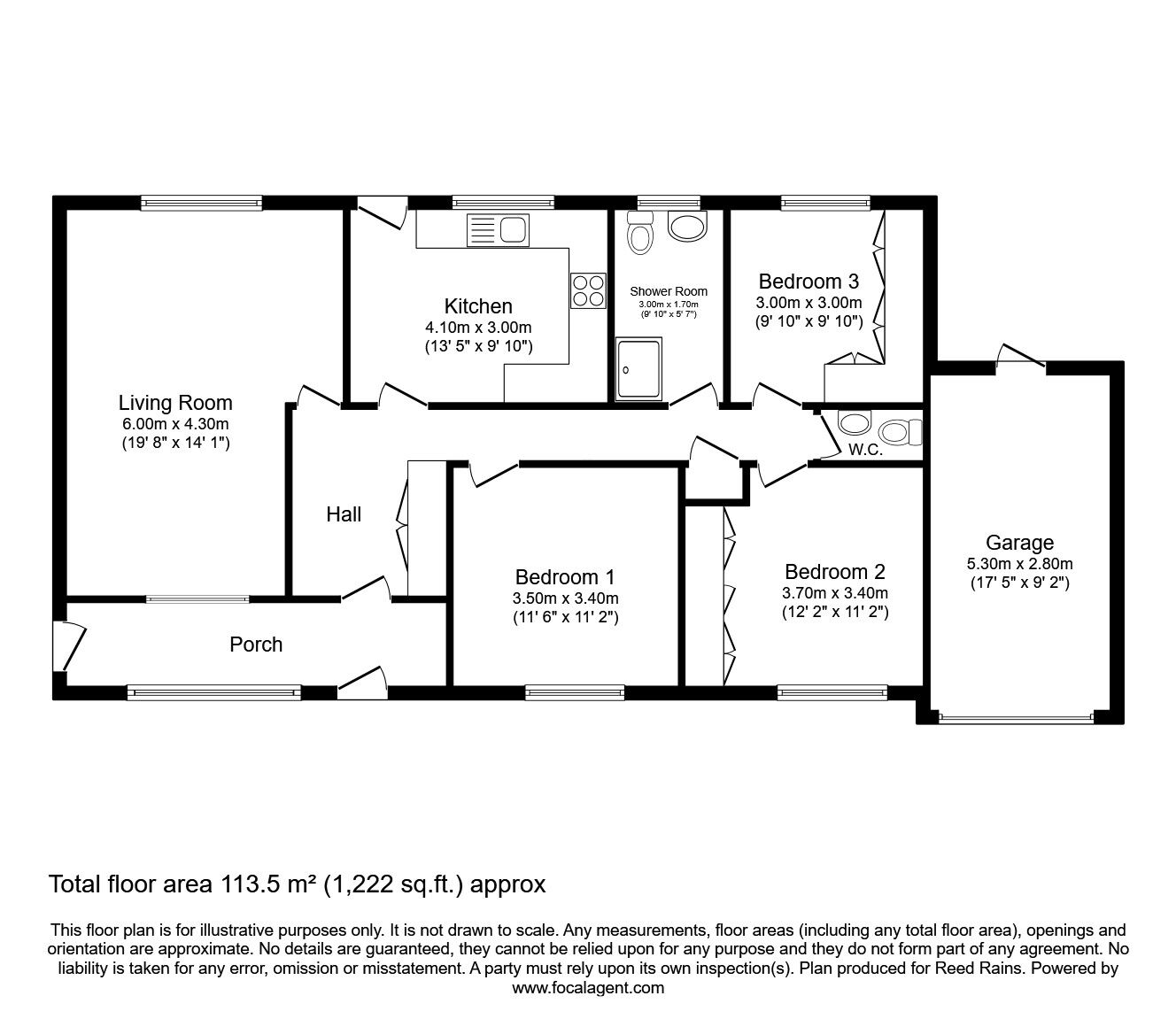 Floorplan of 3 bedroom Detached Bungalow for sale, Connaught Way, Huntington, North Yorkshire, YO32