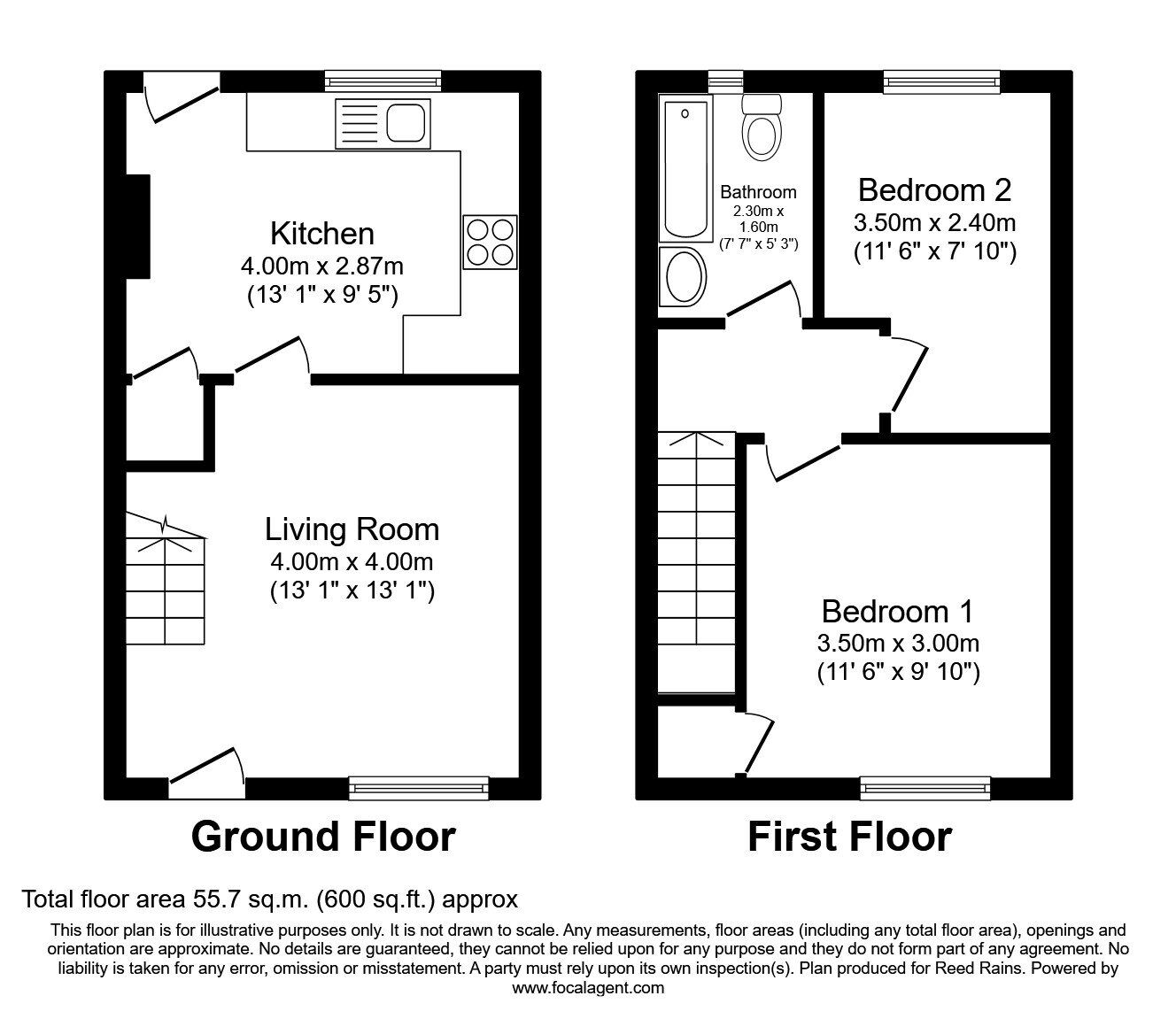 Floorplan of 2 bedroom Mid Terrace House for sale, Calvert Close, Haxby, North Yorkshire, YO32