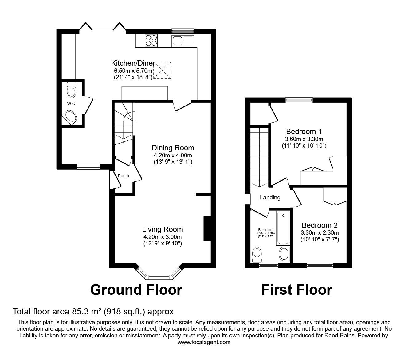 Floorplan of 2 bedroom Semi Detached House for sale, Kirkcroft, Wigginton, North Yorkshire, YO32