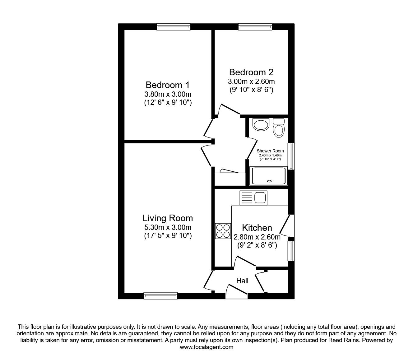 Floorplan of 2 bedroom Semi Detached Bungalow for sale, Rye Close, Wigginton, North Yorkshire, YO32