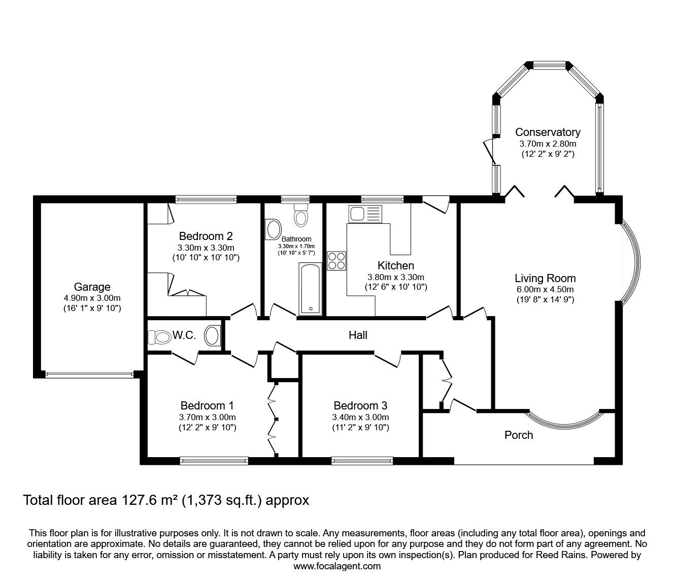 Floorplan of 3 bedroom Detached Bungalow for sale, Woodleigh Close, Strensall, North Yorkshire, YO32