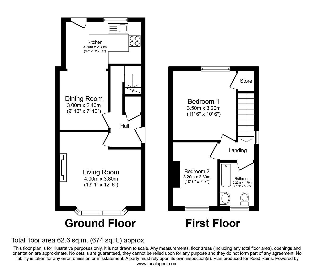 Floorplan of 2 bedroom Semi Detached House for sale, Kirkcroft, Wigginton, North Yorkshire, YO32