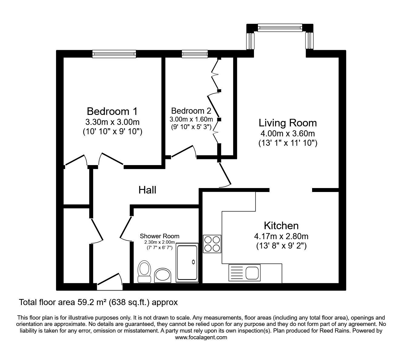 Floorplan of 2 bedroom  Flat for sale, Wyre Mews, The Village, York, YO32