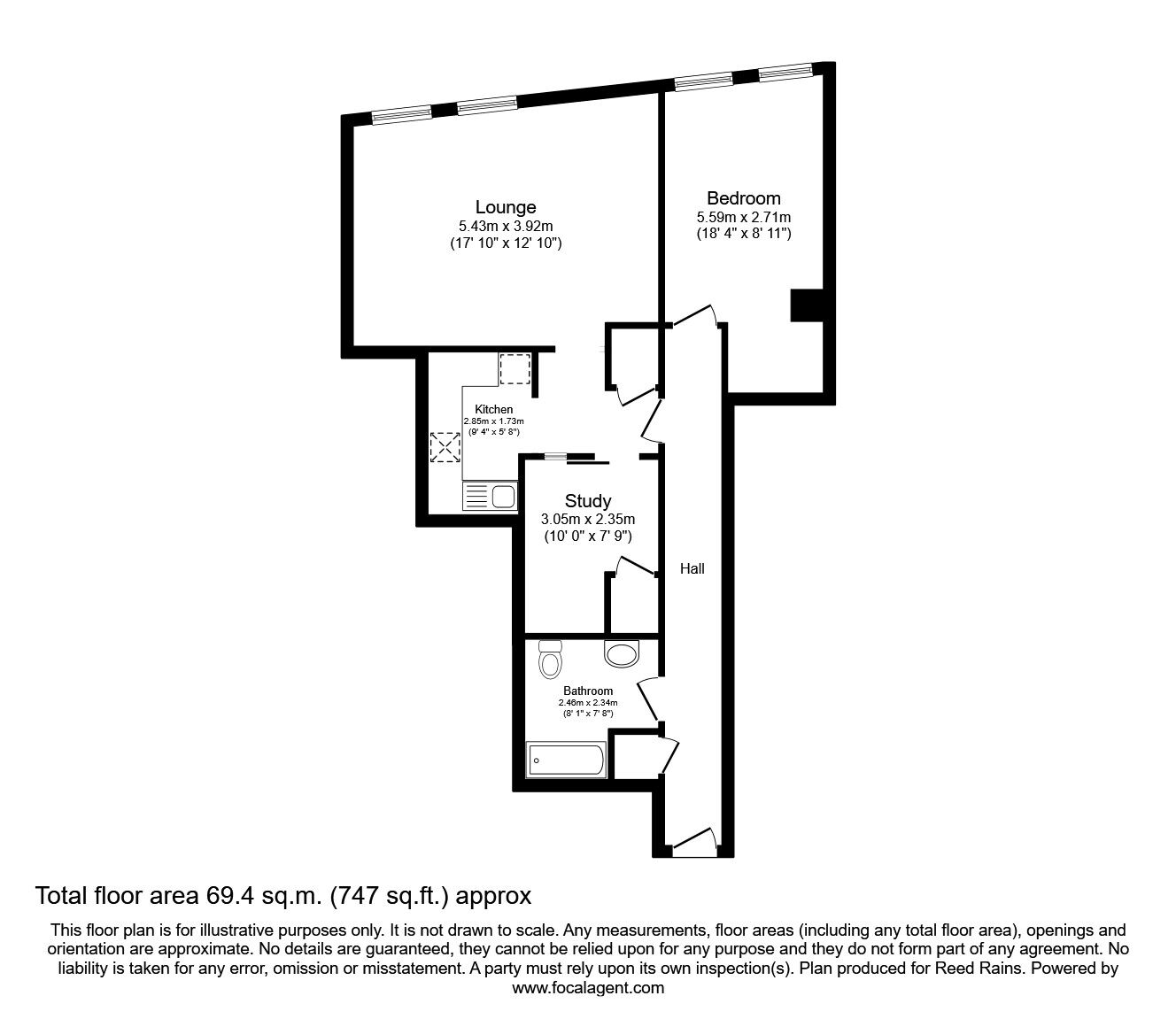 Floorplan of 1 bedroom  Flat to rent, Albert Street, Hebden Bridge, West Yorkshire, HX7