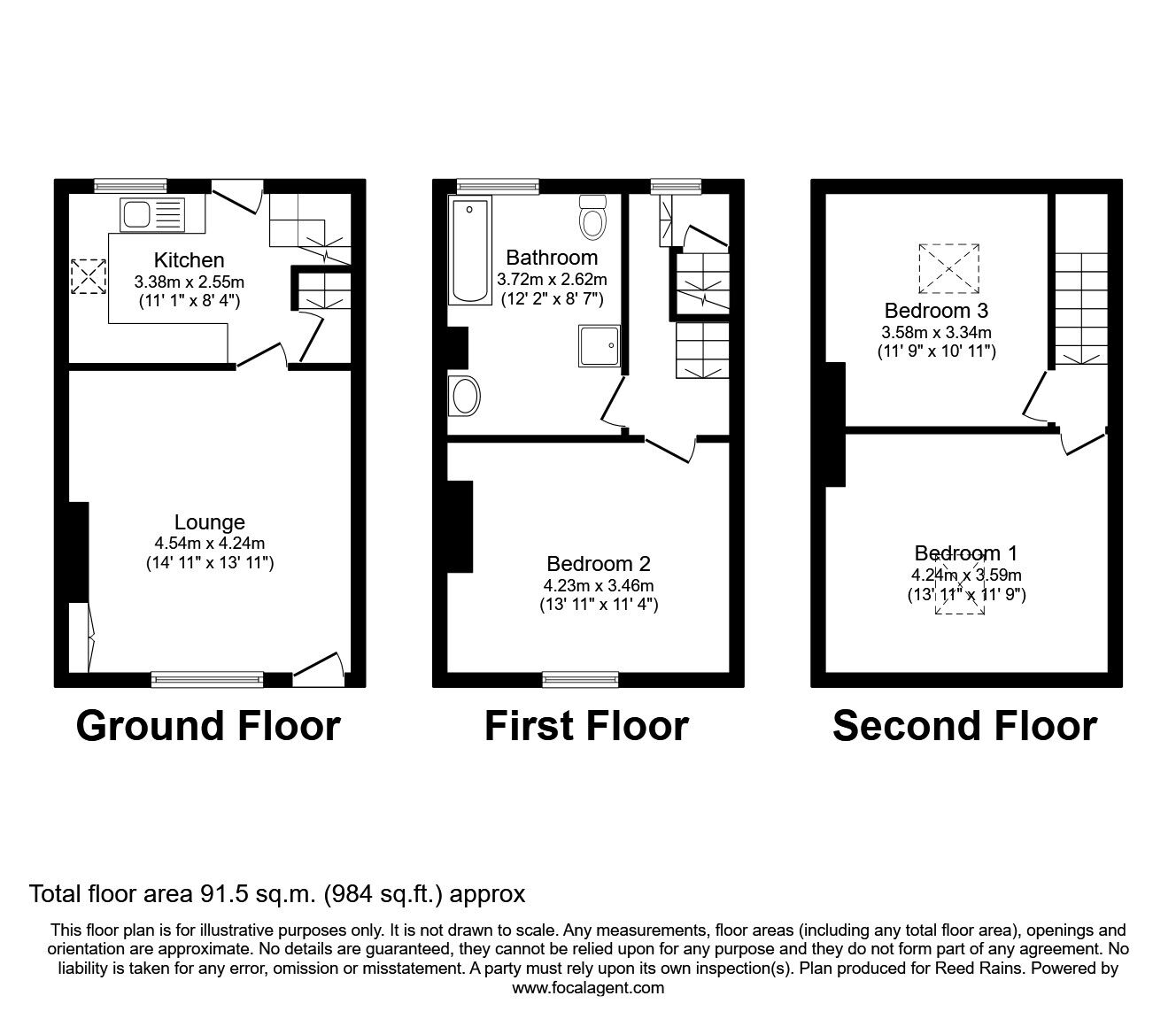 Floorplan of 3 bedroom  House to rent, Oxford Terrace, Hebden Bridge, West Yorkshire, HX7