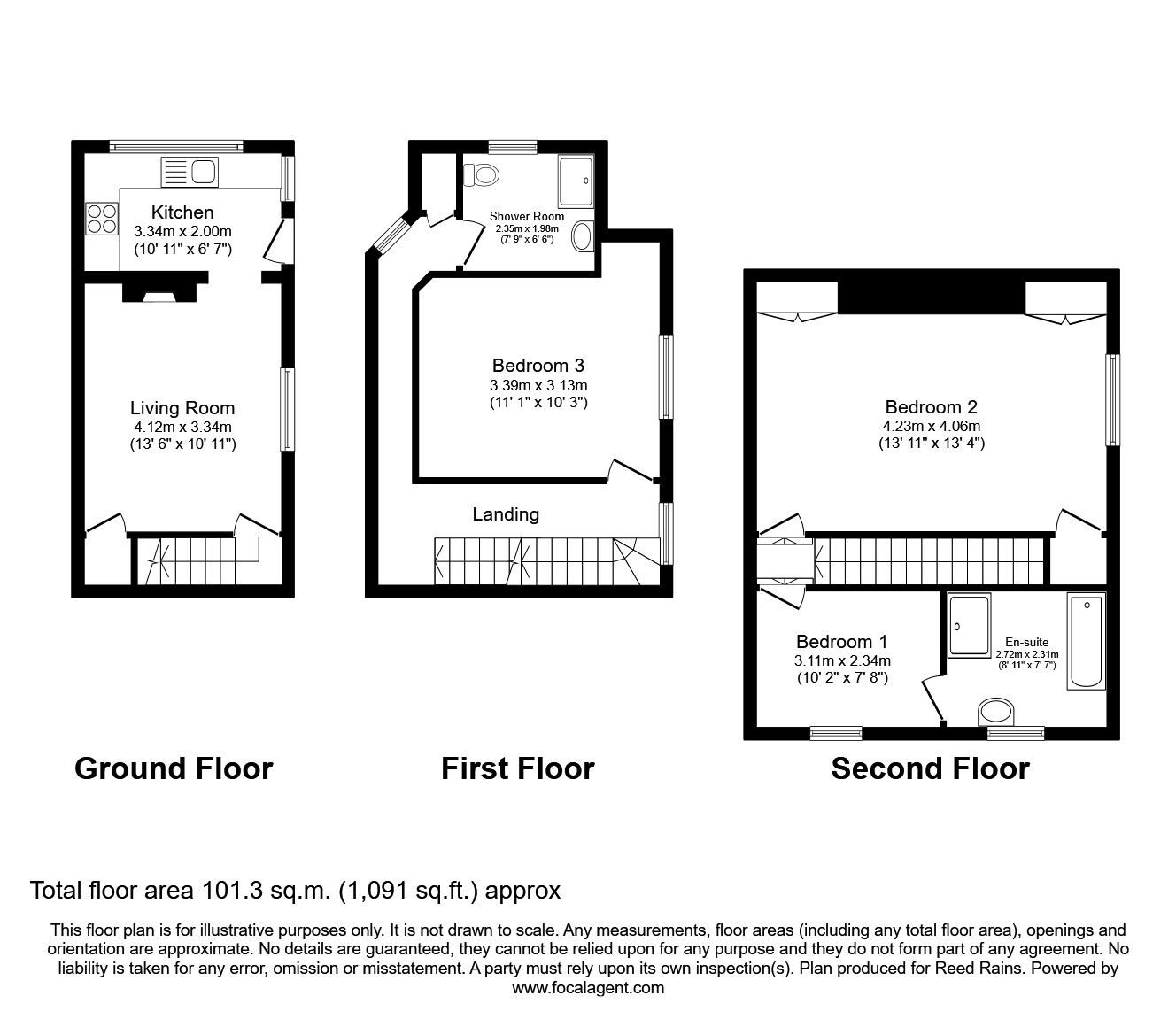 Floorplan of 3 bedroom Mid Terrace House to rent, Albert Street, Hebden Bridge, West Yorkshire, HX7