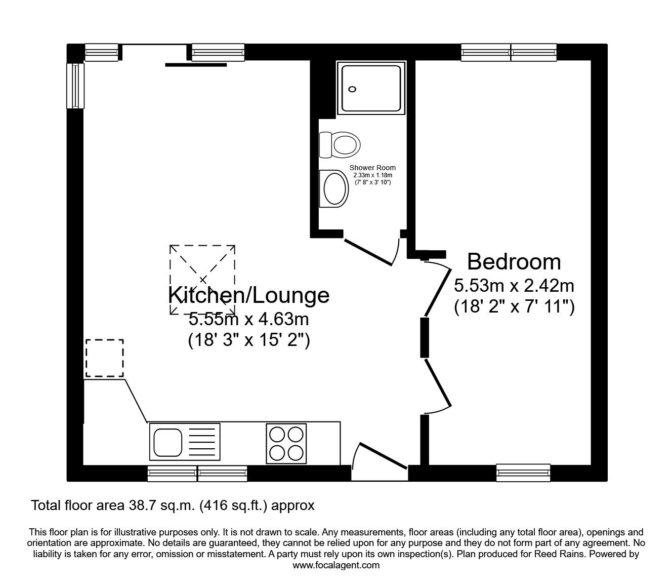 Floorplan of 1 bedroom Detached Bungalow to rent, Upper Blind Lane, Luddendenfoot, West Yorkshire, HX2