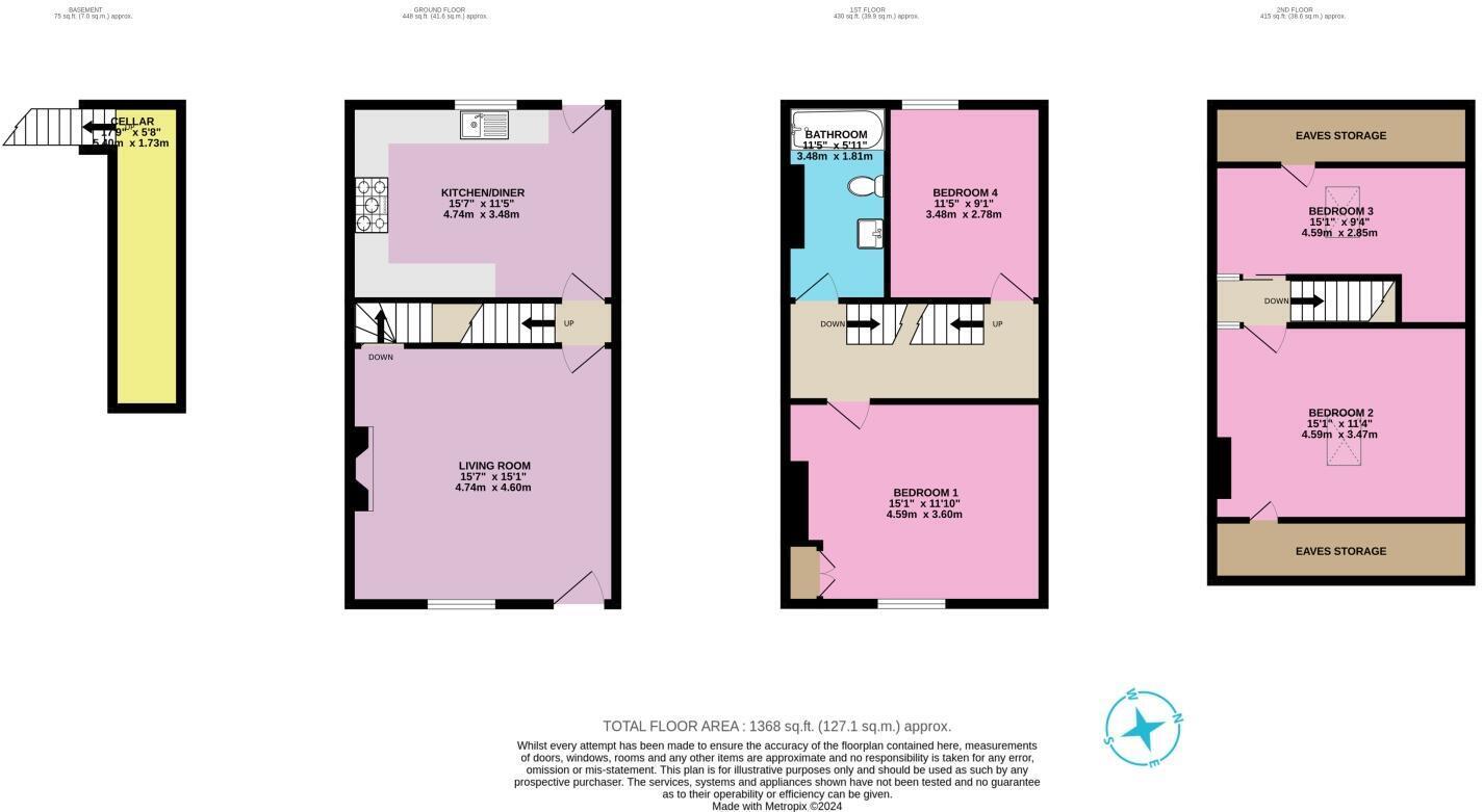 Floorplan of 4 bedroom Mid Terrace House for sale, New Road, Mytholmroyd, Hebden Bridge, HX7