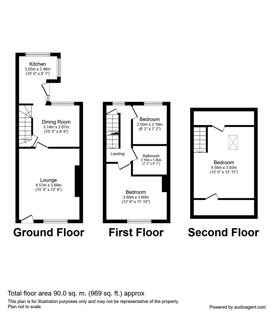 Floorplan of 3 bedroom Mid Terrace House for sale, Merrybents Street, Todmorden, OL14