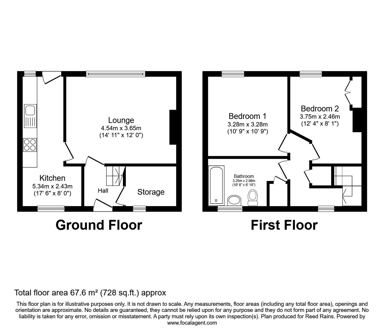 Floorplan of 2 bedroom Mid Terrace House for sale, Erringden Road, Mytholmroyd, HX7