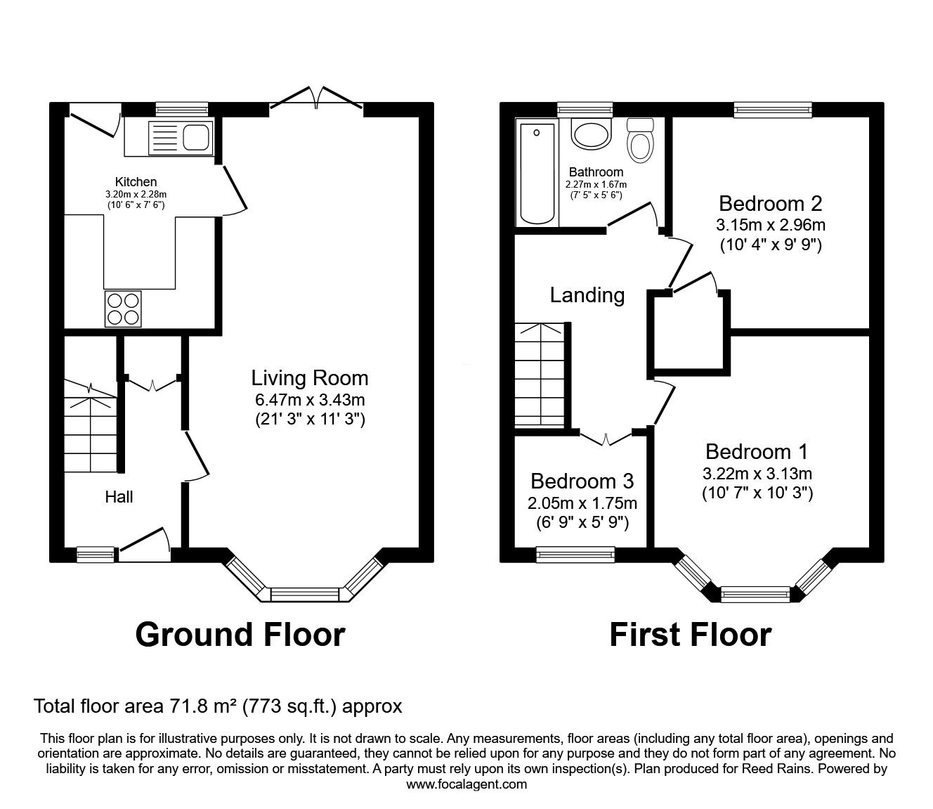 Floorplan of 3 bedroom Mid Terrace House for sale, Park View, Palace House Road, West Yorkshire, HX7