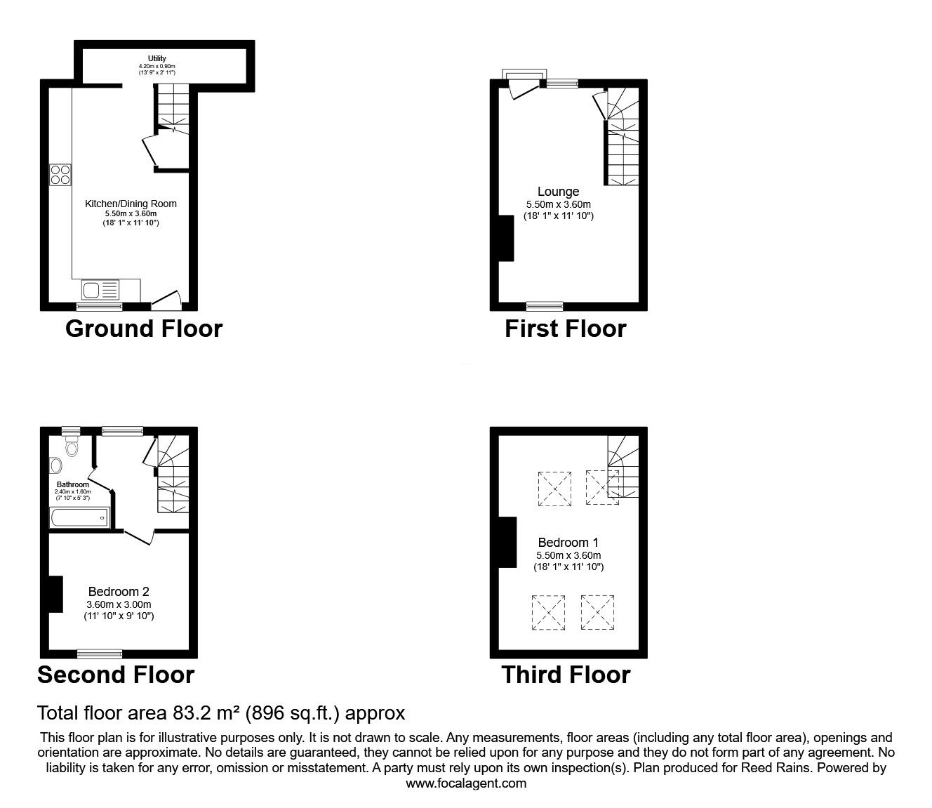 Floorplan of 2 bedroom Mid Terrace House for sale, Mount Place, Todmorden, Lancashire, OL14