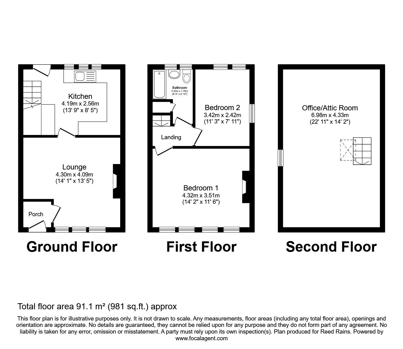 Floorplan of 2 bedroom End Terrace House for sale, Church Street, Heptonstall, Hebden Bridge, HX7