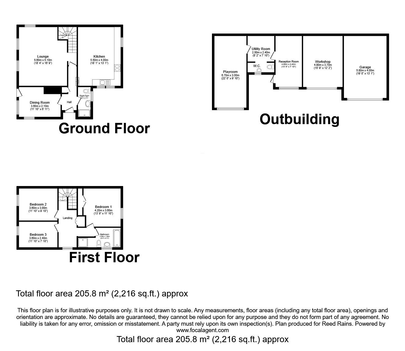 Floorplan of 3 bedroom Detached House for sale, Cross Stone, Todmorden, Lancashire, OL14