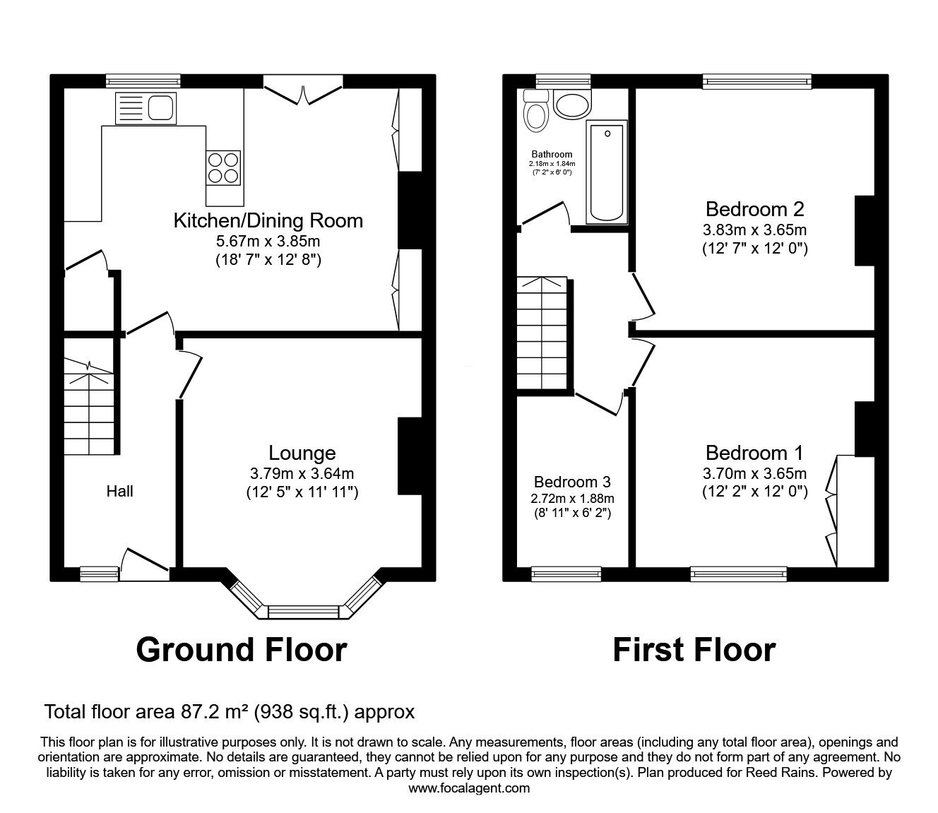 Floorplan of 3 bedroom Mid Terrace House for sale, Palace House Road, Hebden Bridge, HX7