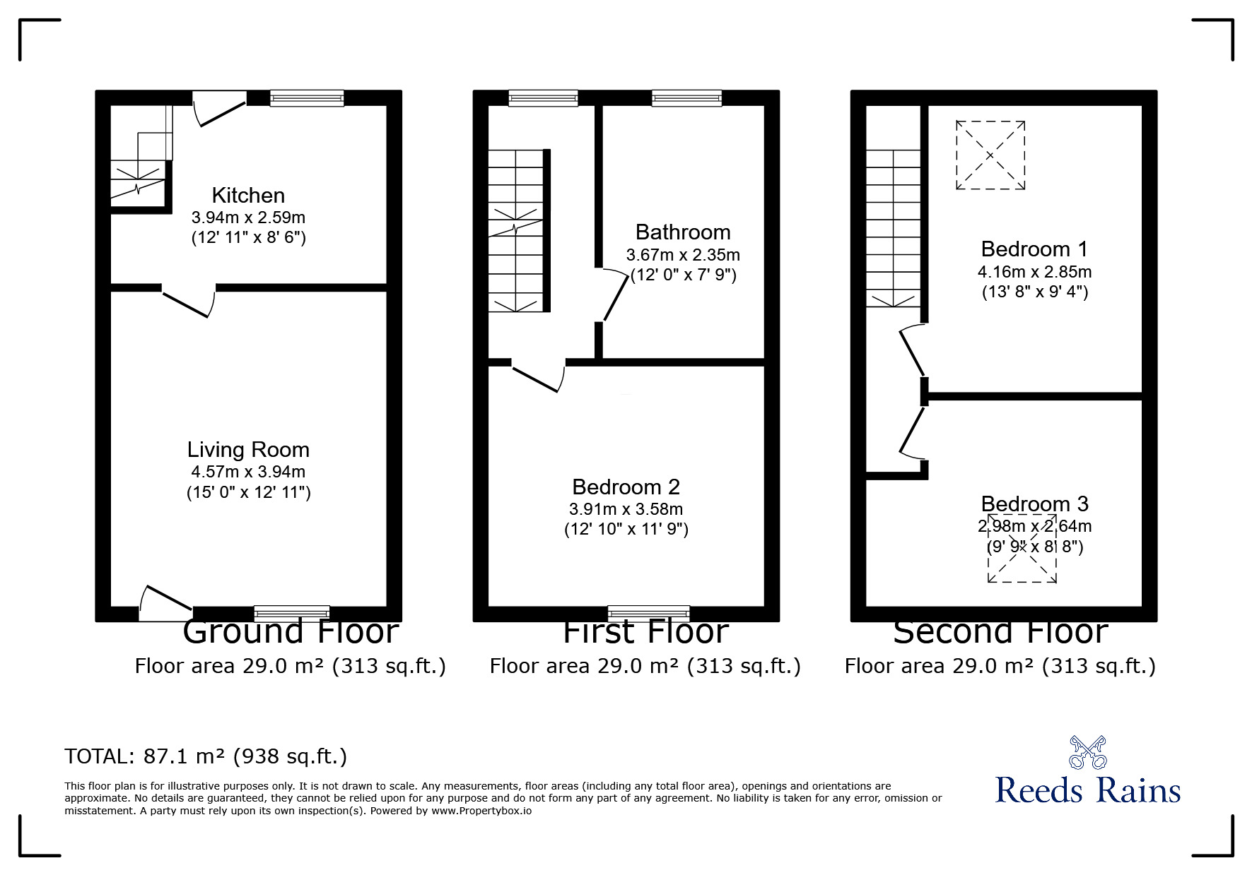 Floorplan of 3 bedroom Mid Terrace House for sale, Merrybents Street, Todmorden, OL14