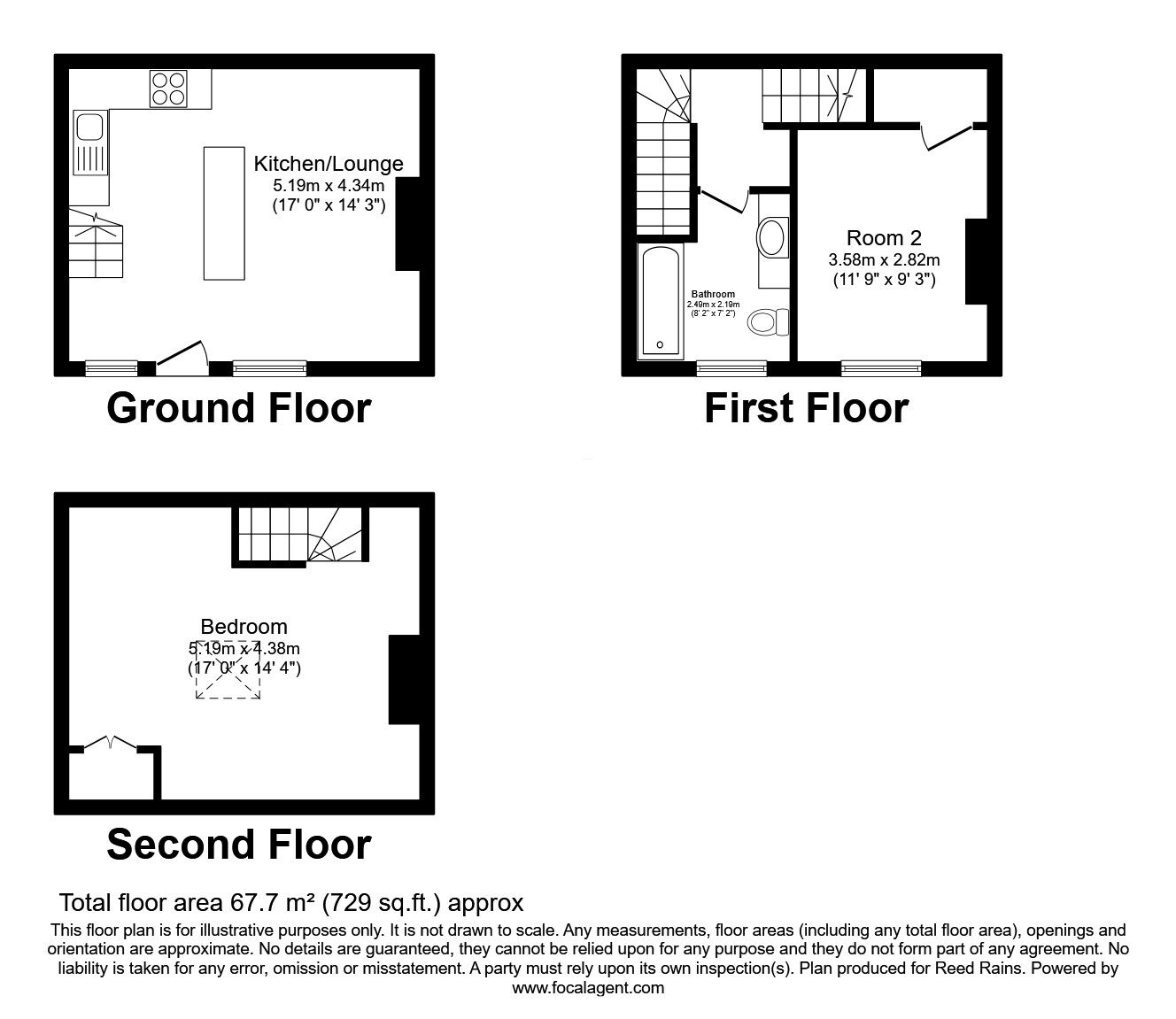 Floorplan of 2 bedroom Mid Terrace House for sale, Eton Street, Hebden Bridge, HX7