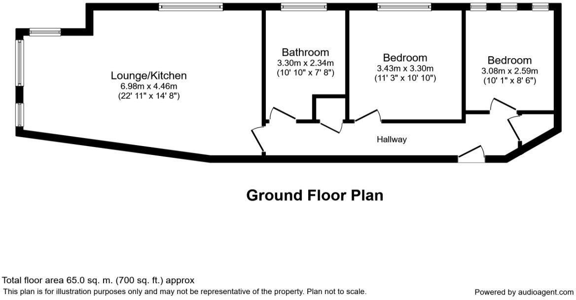 Floorplan of 2 bedroom  Flat for sale, Rise Lane, Todmorden, West Yorkshire, OL14