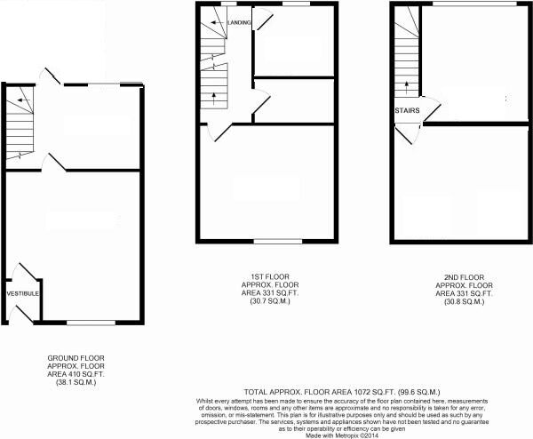 Floorplan of 3 bedroom Mid Terrace House for sale, Eton Terrace, Hebden Bridge, West Yorkshire, HX7