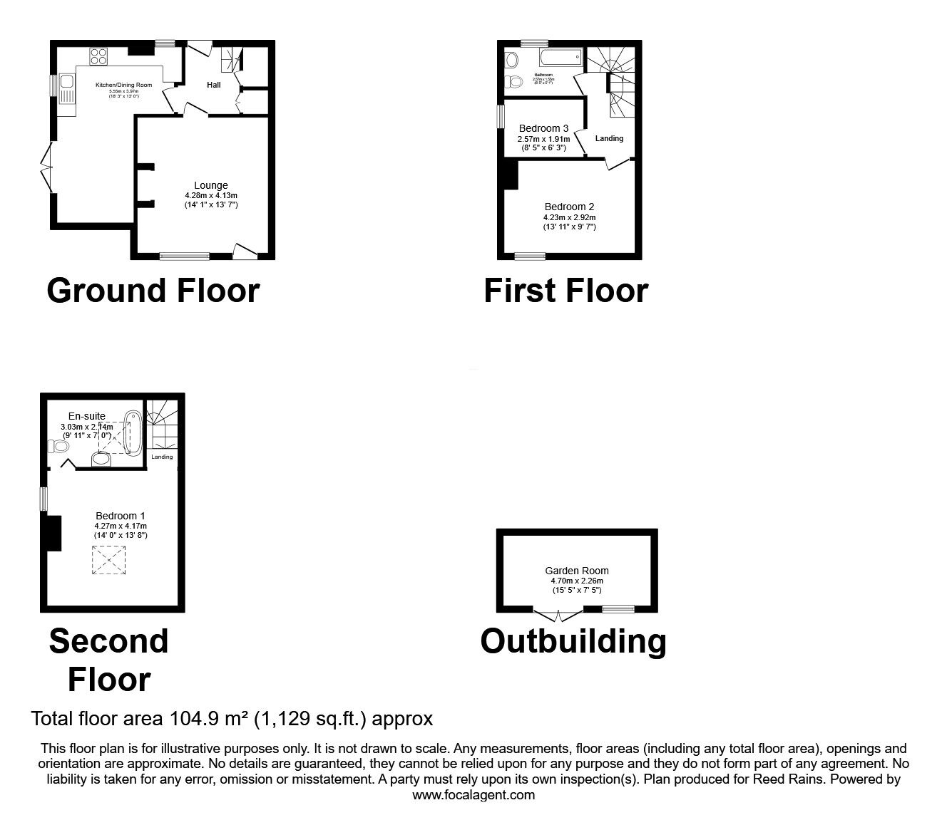 Floorplan of 3 bedroom End Terrace House for sale, Gladstone Building, Hebden Bridge, HX7