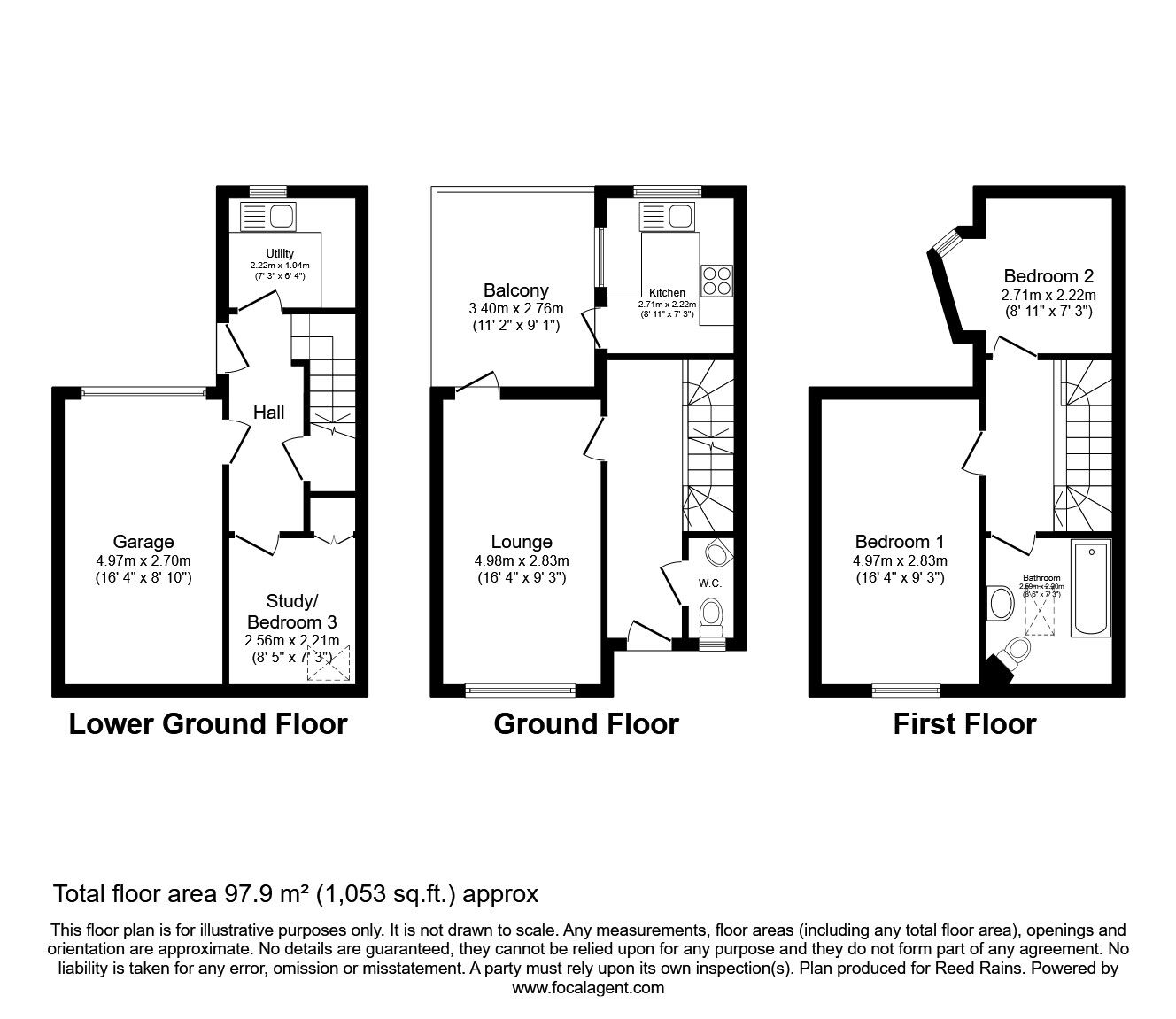 Floorplan of 3 bedroom Mid Terrace House for sale, Palace House Road, Hebden Bridge, HX7