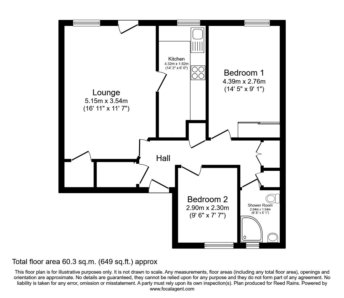 Floorplan of 2 bedroom  Flat for sale, Elphaborough Close, Mytholmroyd, Hebden Bridge, HX7