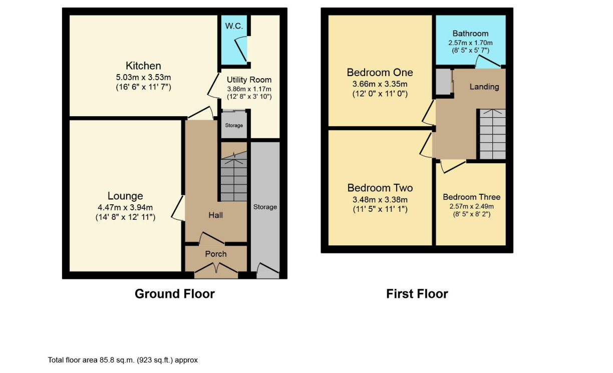 Floorplan of 3 bedroom Semi Detached House for sale, Banksfield Avenue, Hebden Bridge, HX7