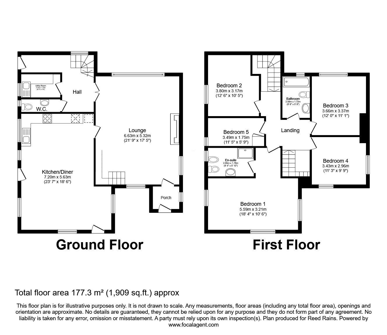 Floorplan of 5 bedroom Detached House for sale, Stubbing Square, Hebden Bridge, HX7