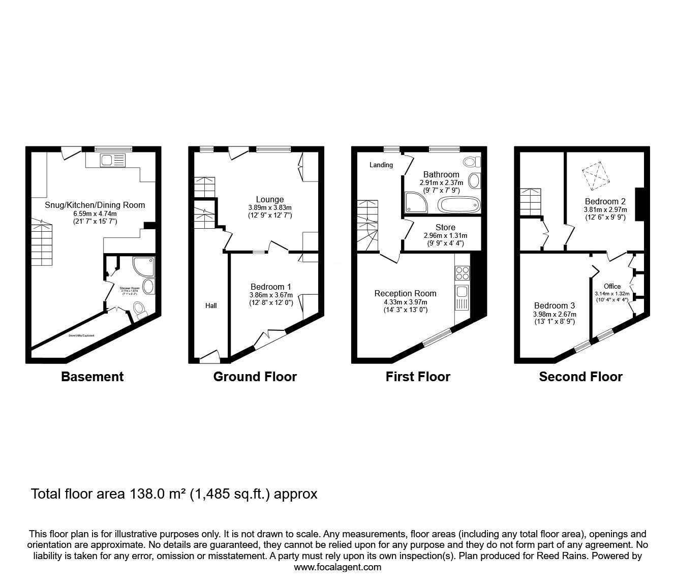 Floorplan of 3 bedroom Mid Terrace House for sale, Adelaide Street, Hebden Bridge, West Yorkshire, HX7