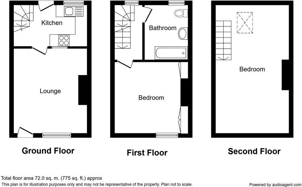 Floorplan of 2 bedroom Mid Terrace House for sale, Derdale Street, Todmorden, West Yorkshire, OL14