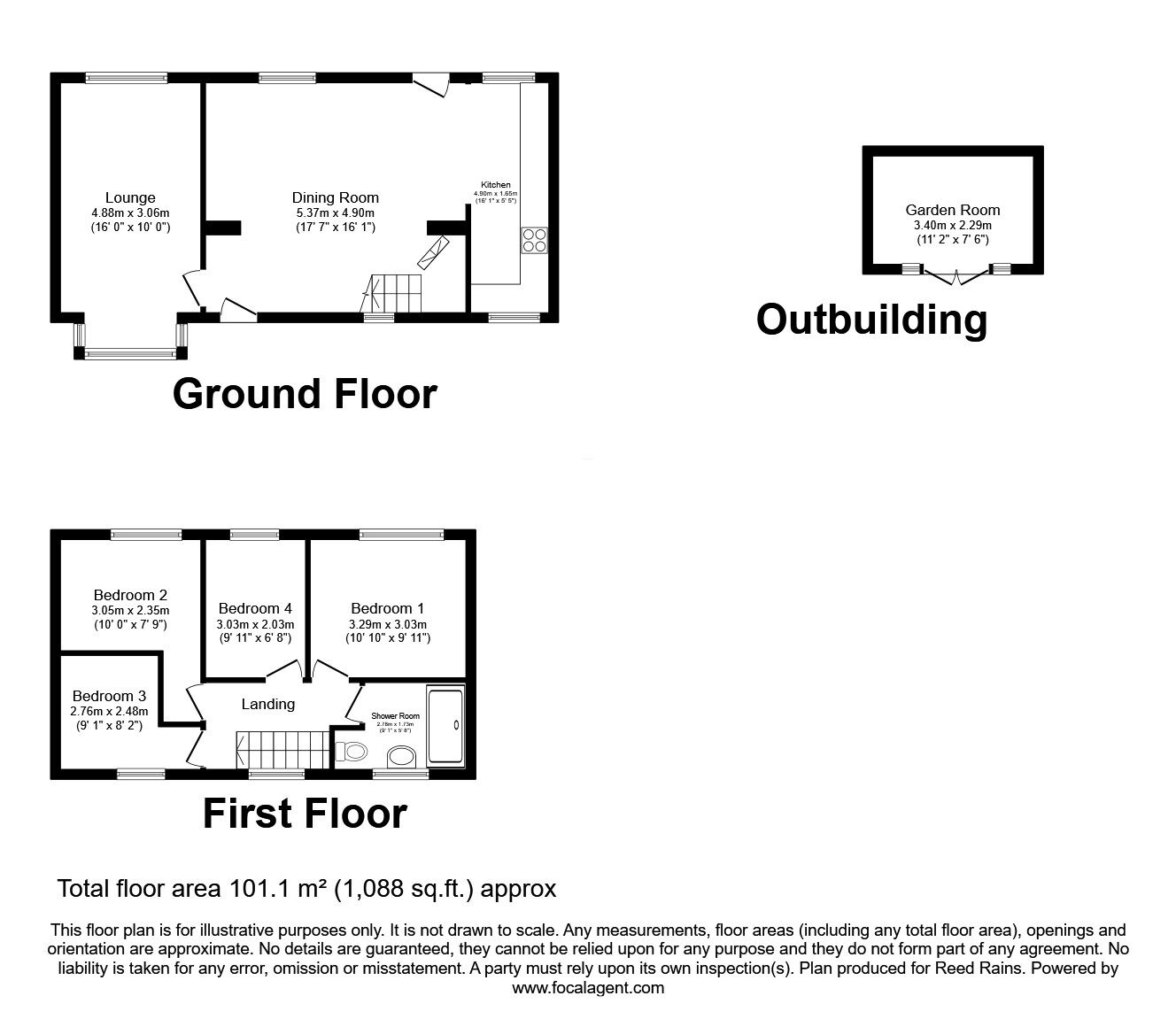 Floorplan of 4 bedroom End Terrace House for sale, Dodge Holme Road, Mixenden, Calderdale,, HX2