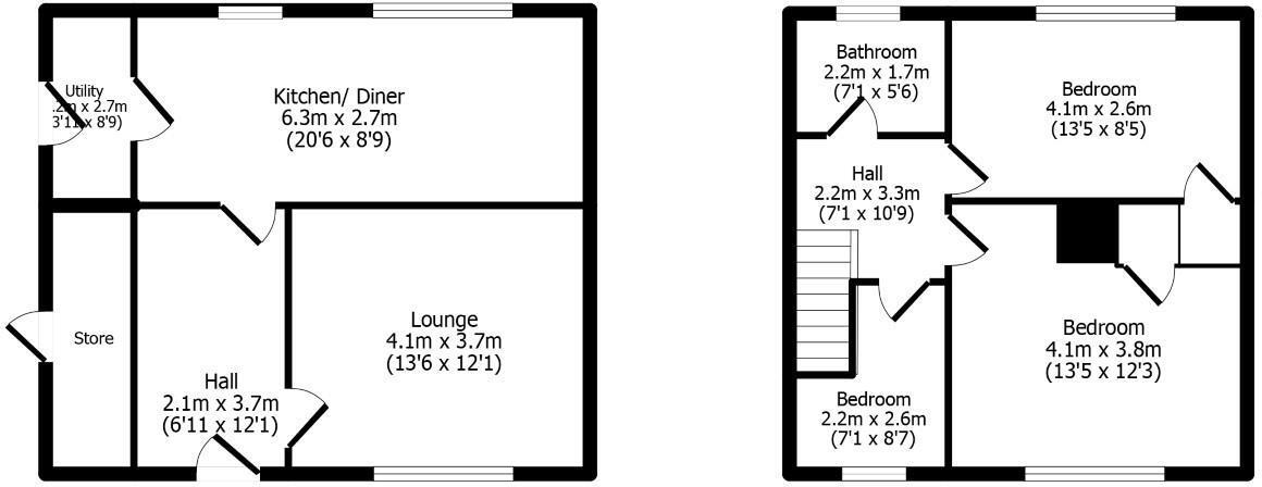 Floorplan of 3 bedroom Semi Detached House for sale, Banksfield Crescent, Hebden Bridge, HX7