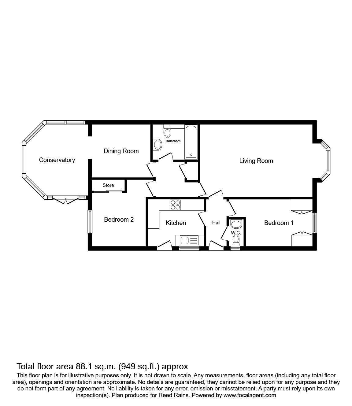 Floorplan of 2 bedroom Detached Bungalow to rent, Davenham Way, Middlewich, Cheshire, CW10