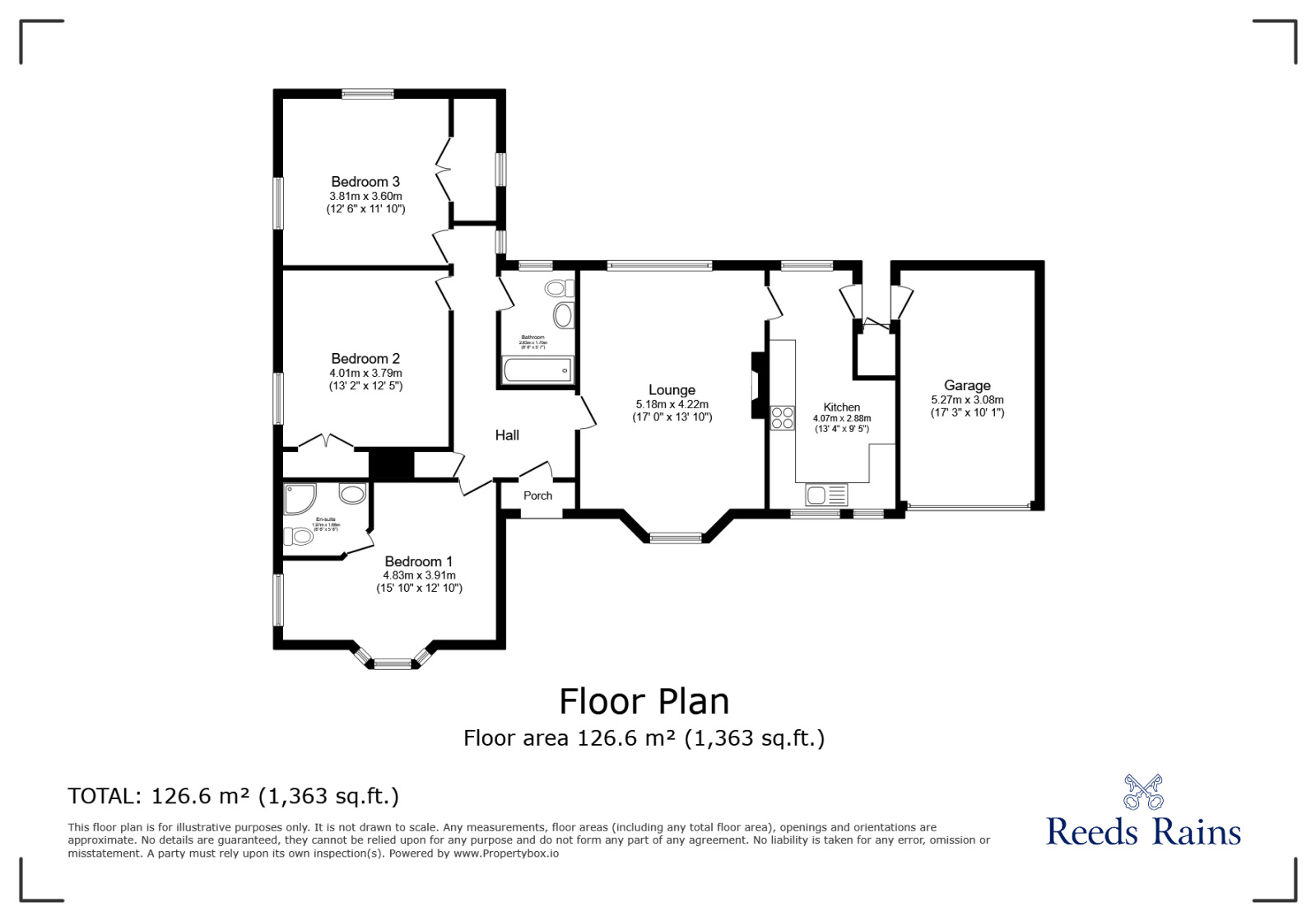 Floorplan of 3 bedroom Detached Bungalow for sale, Byley Lane, Cranage, Cheshire, CW10