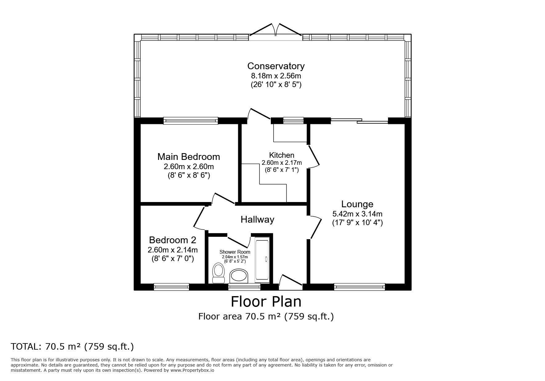 Floorplan of 2 bedroom Detached Bungalow for sale, Willow Court, Middlewich, Cheshire, CW10