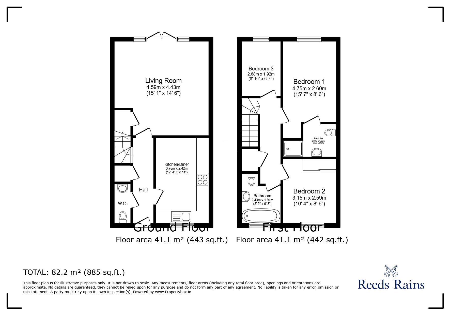 Floorplan of 3 bedroom Semi Detached House for sale, Gatekeeper Close, Sandbach, Cheshire, CW11