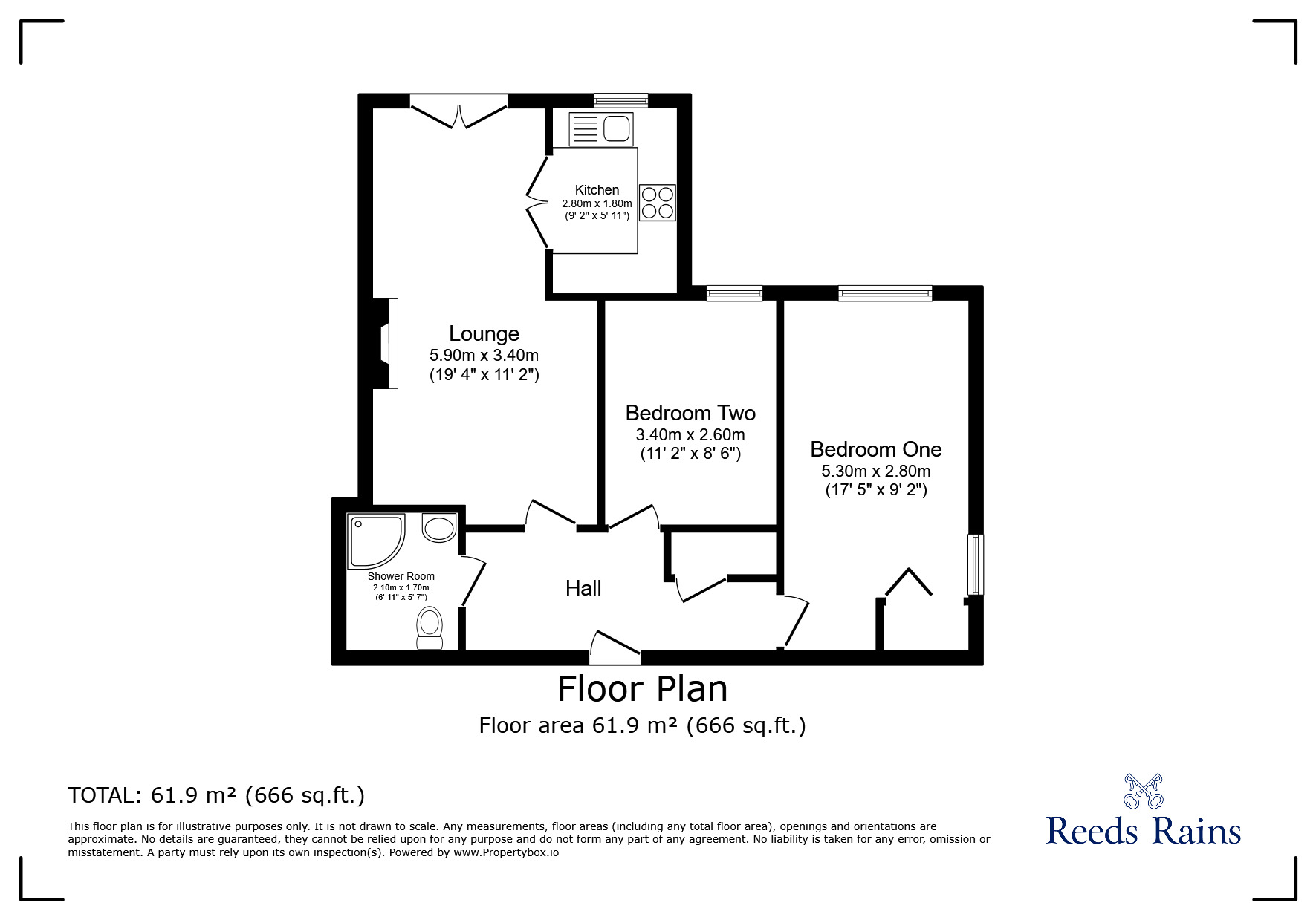 Floorplan of 2 bedroom  Flat for sale, Parkway, Holmes Chapel, Cheshire, CW4