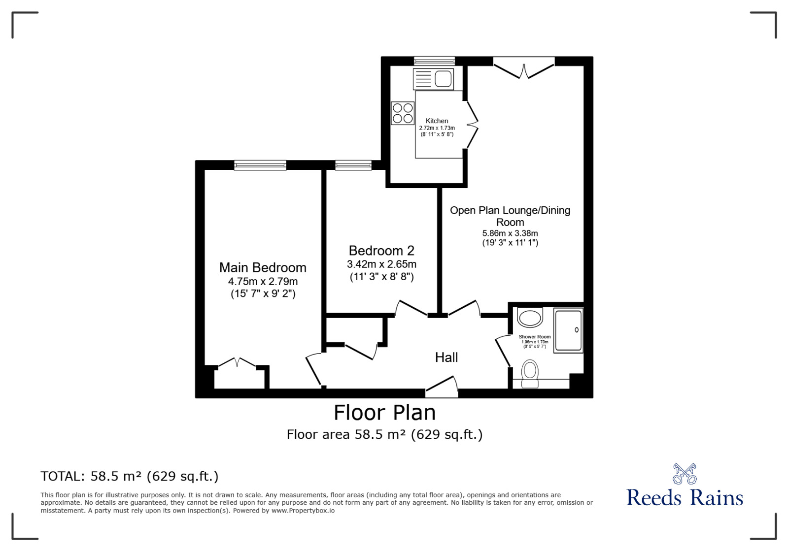 Floorplan of 2 bedroom  Flat for sale, Parkway, Holmes Chapel, Cheshire, CW4