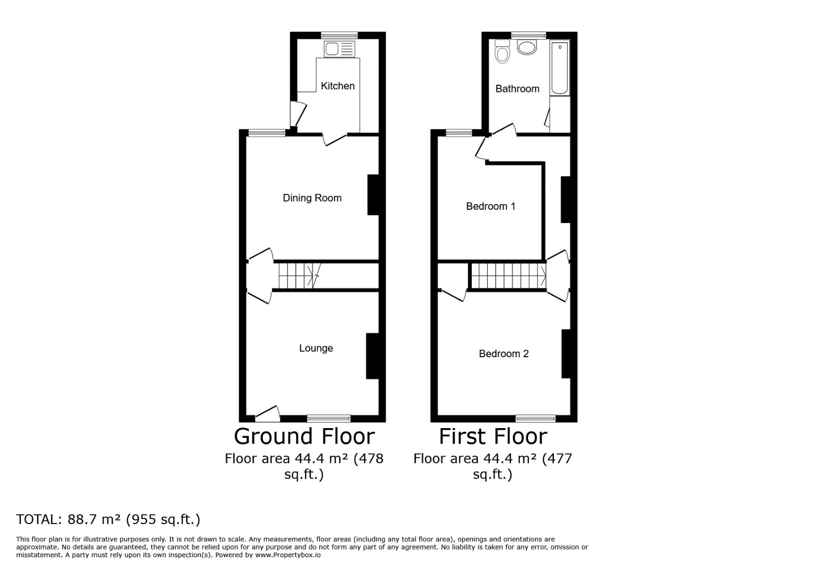 Floorplan of 2 bedroom Mid Terrace House for sale, Newton Bank, Middlewich, Cheshire, CW10