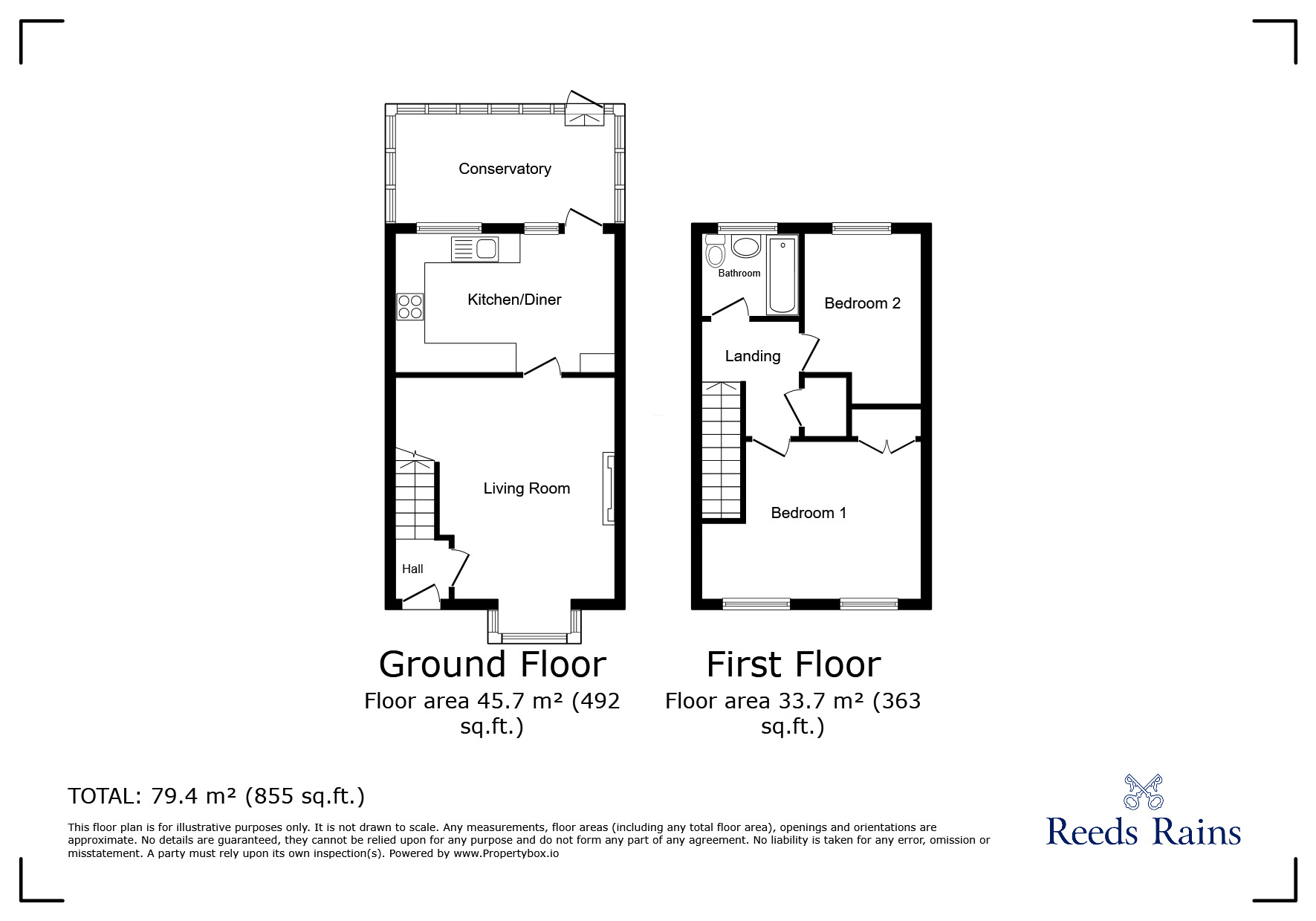 Floorplan of 2 bedroom Mid Terrace House for sale, Bessancourt, Holmes Chapel, Cheshire, CW4