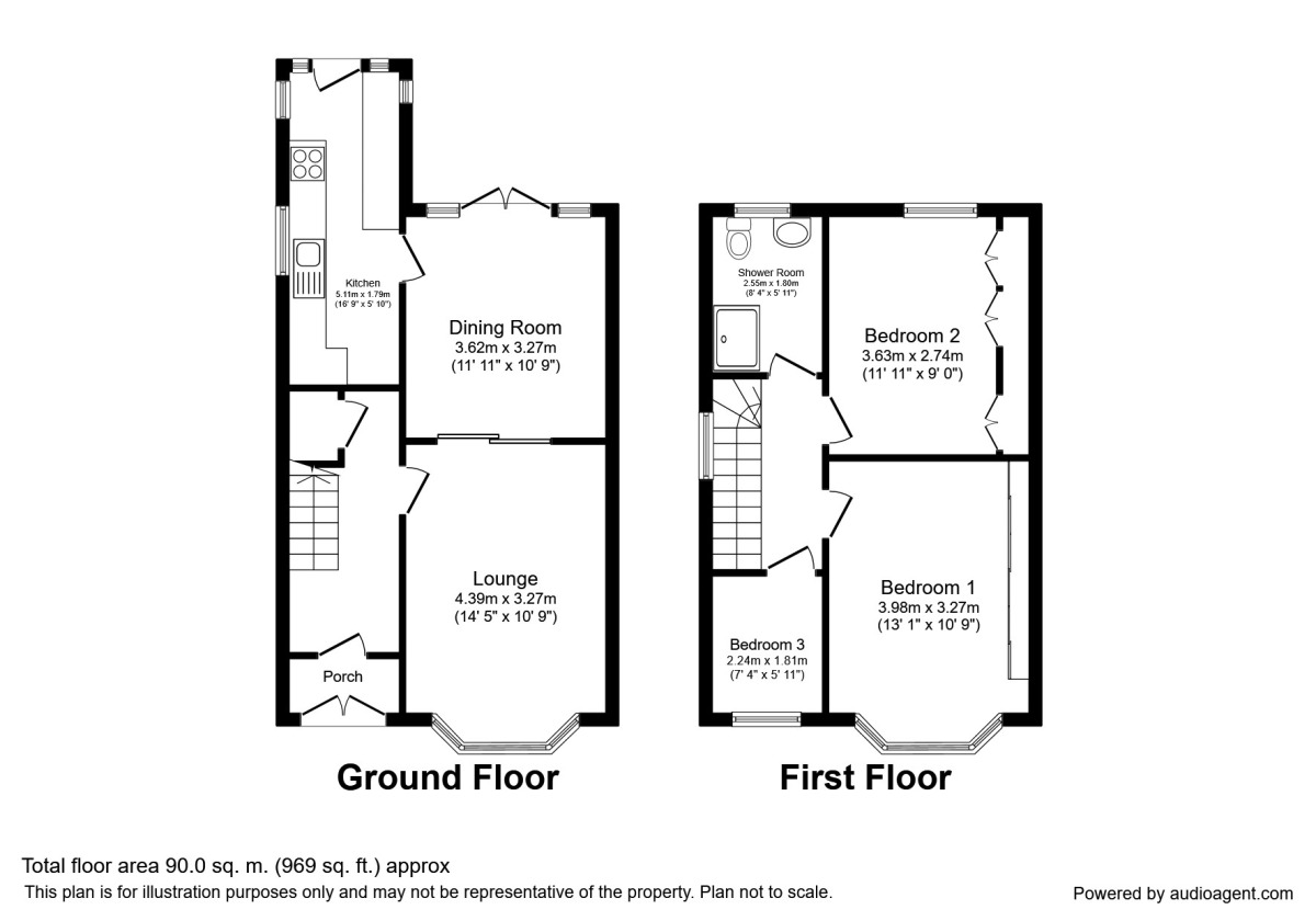 Floorplan of 3 bedroom Semi Detached House to rent, Bideford Road, Offerton, Cheshire, SK2