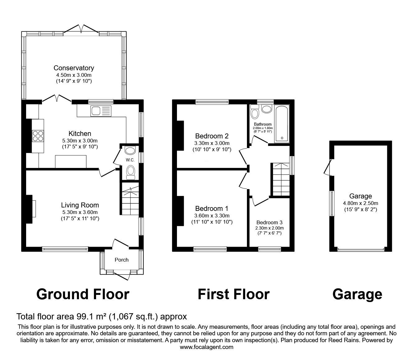 Floorplan of 3 bedroom Semi Detached House for sale, Talbot Street, Hazel Grove, Cheshire, SK7