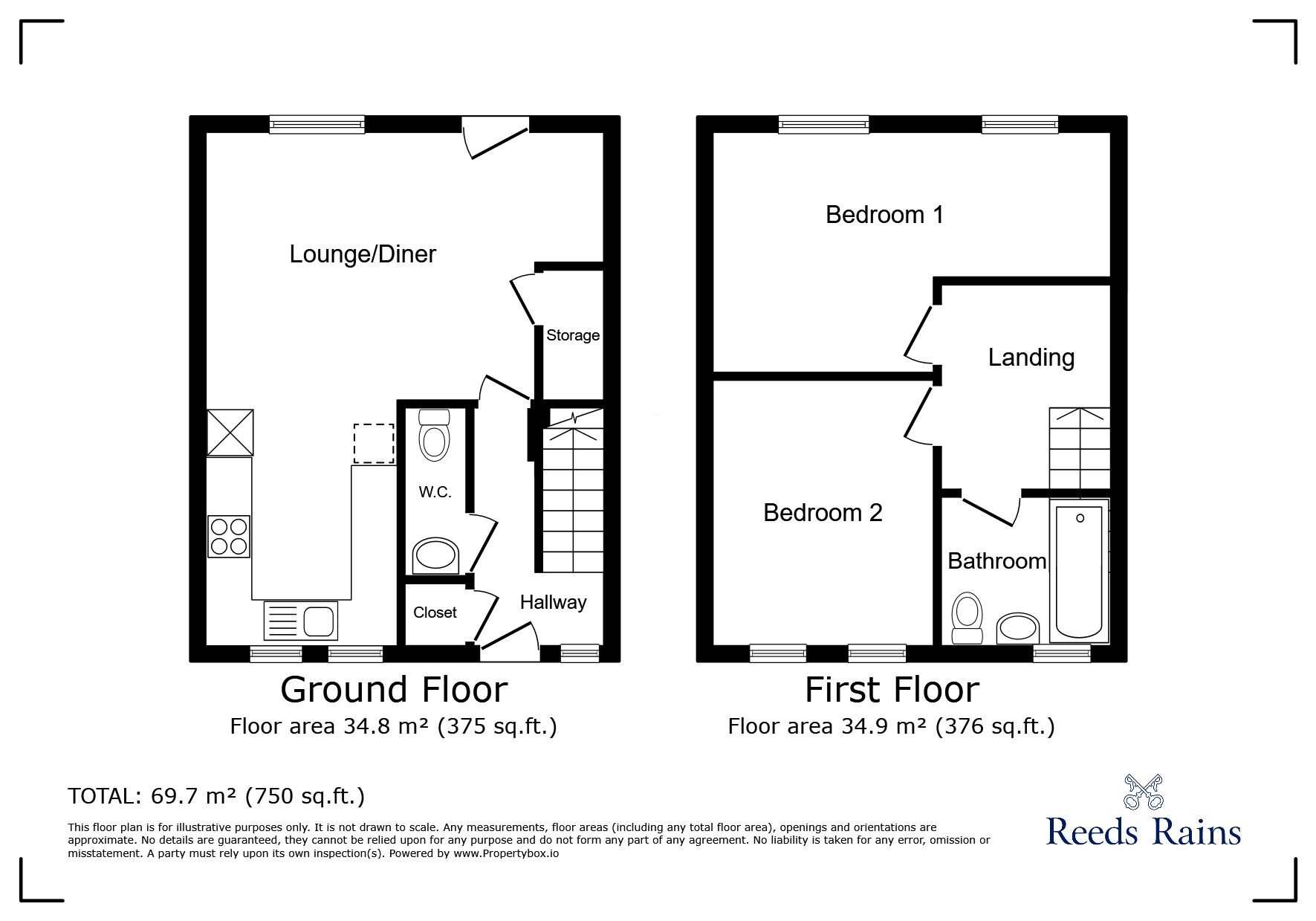 Floorplan of 2 bedroom Mid Terrace House to rent, Churchgate, Stockport, Greater Manchester, SK1