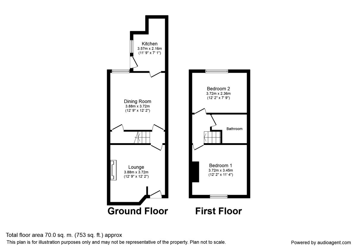 Floorplan of 2 bedroom Mid Terrace House to rent, Celtic Street, Offerton, Cheshire, SK1