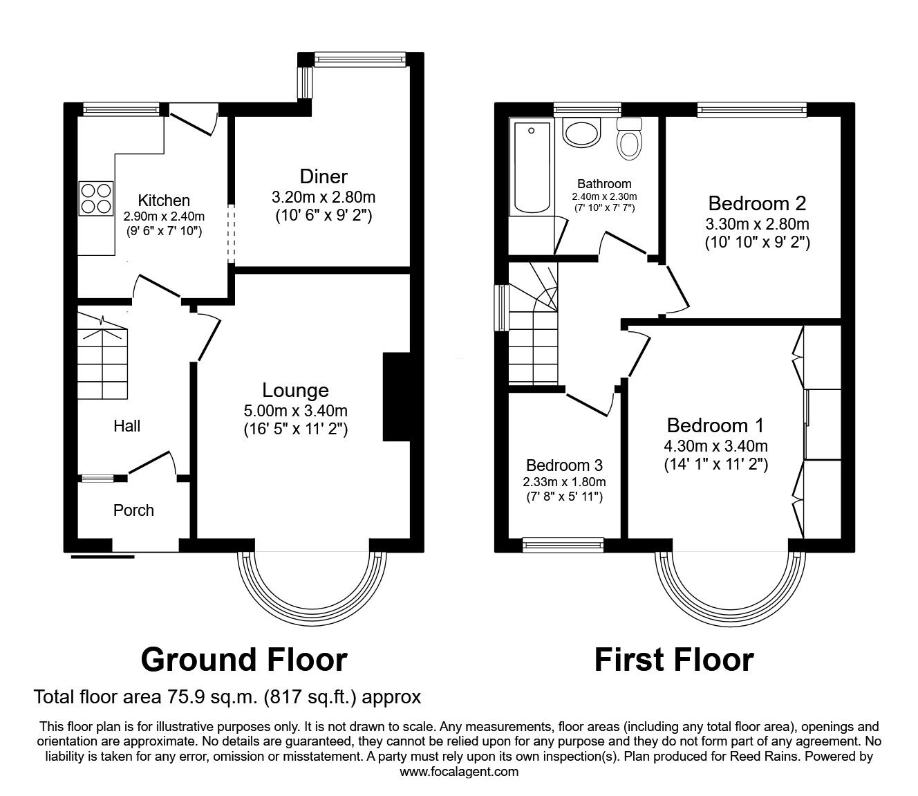 Floorplan of 3 bedroom Semi Detached House for sale, Norbury Drive, Marple, Cheshire, SK6