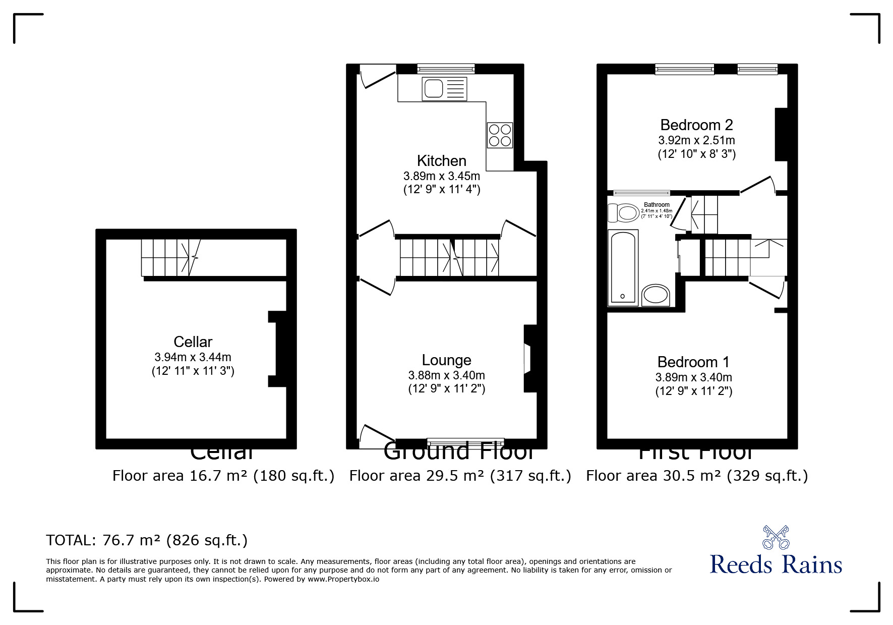 Floorplan of 2 bedroom Mid Terrace House for sale, Glebe Street, Offerton, Cheshire, SK1