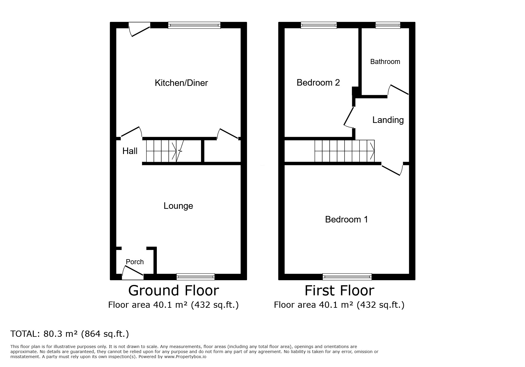 Floorplan of 2 bedroom End Terrace House for sale, Park View, Bredbury, Cheshire, SK6