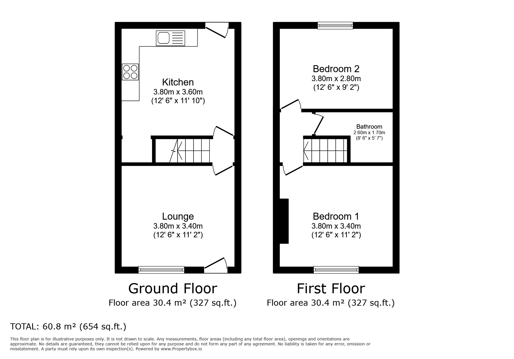 Floorplan of 2 bedroom Semi Detached House to rent, Lake Street, Great Moor, Cheshire, SK2